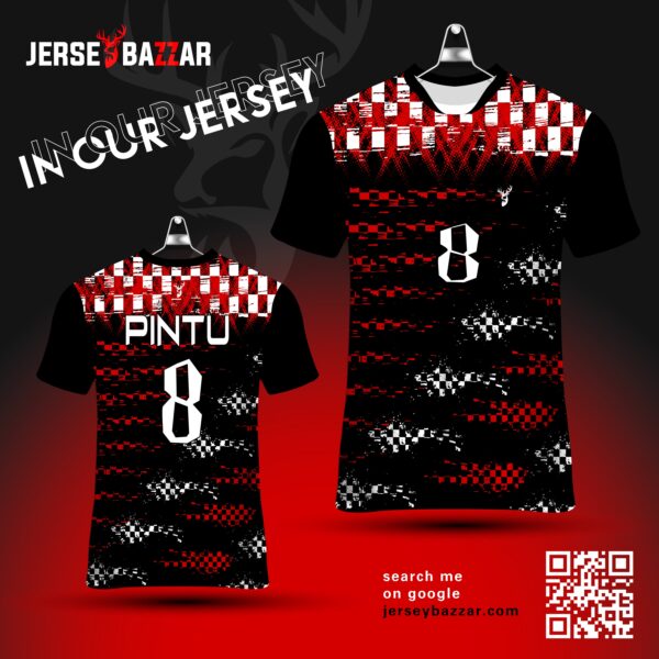 Chinese neck Sambalpuri red Edition Sports jersey.