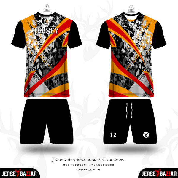 New style printed volleyball sports jersey kit (black, orange)