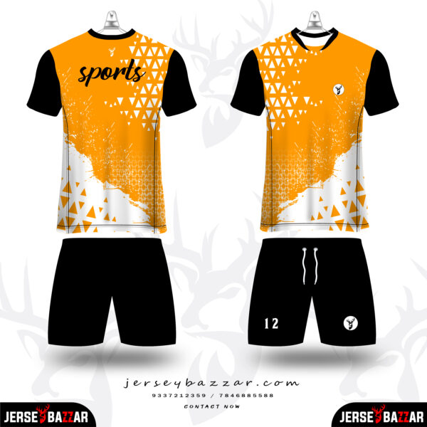 New style printed volleyball sports jersey kit (black, L-orange)