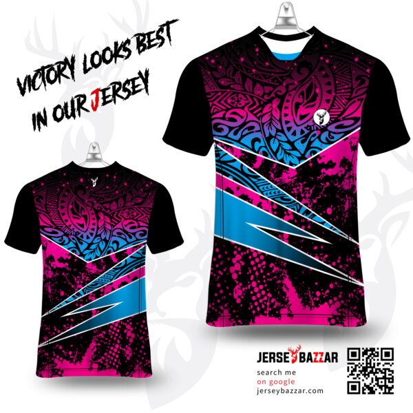 Black & Pink printed volleyball sports jersey for Men and Women
